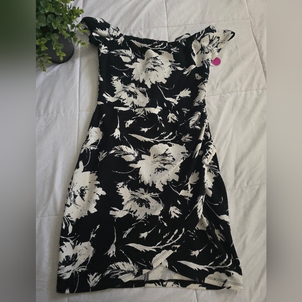 Elegant Black and White Floral Dress